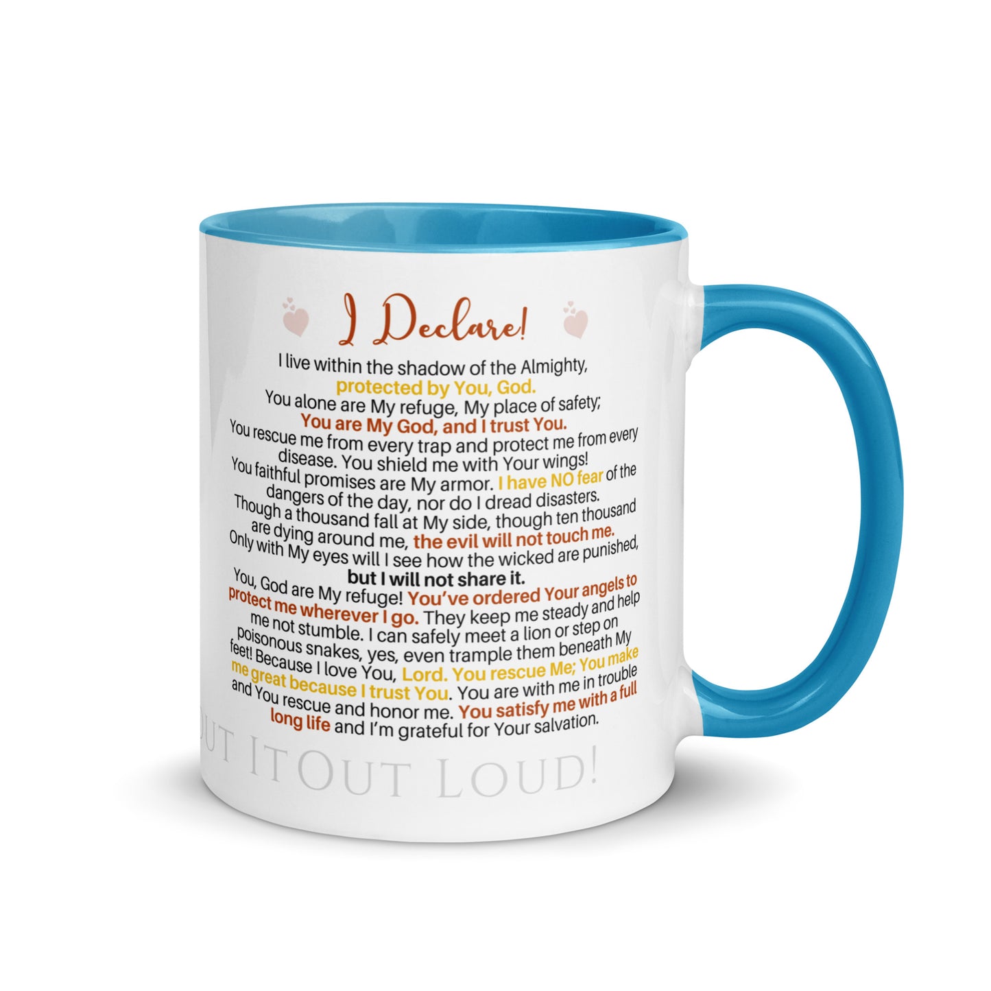 I am Psalm 91 Equipped! ❤️ Confession Mug, 15 oz. with Color Inside