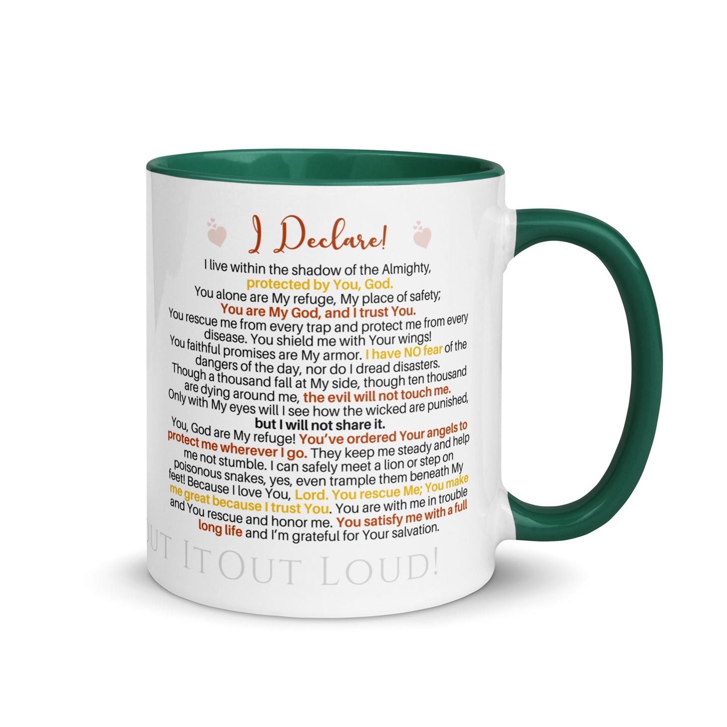 I am Psalm 91 Equipped! ❤️ Confession Mug, 15 oz. with Color Inside