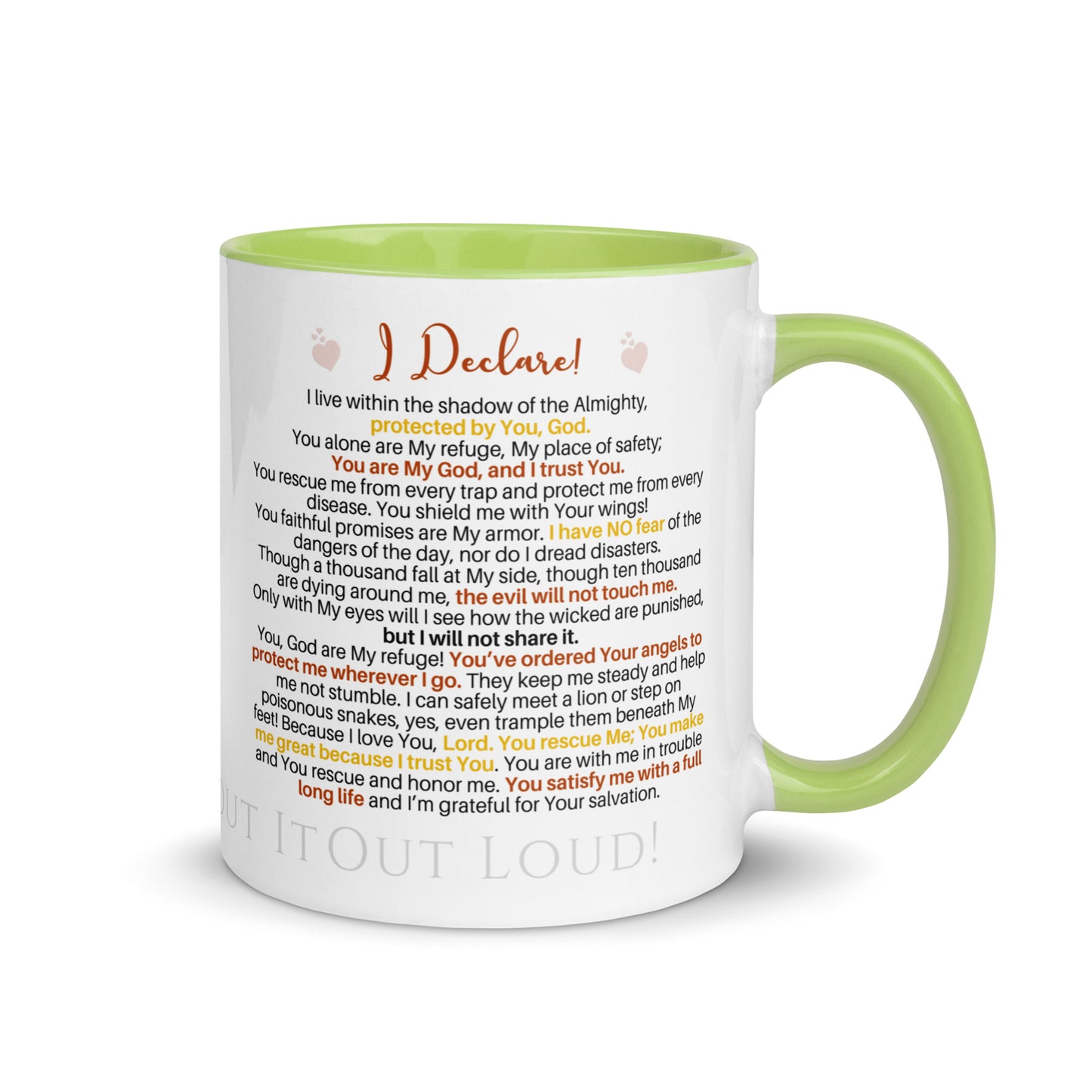 I am Psalm 91 Equipped! ❤️ Confession Mug, 15 oz. with Color Inside