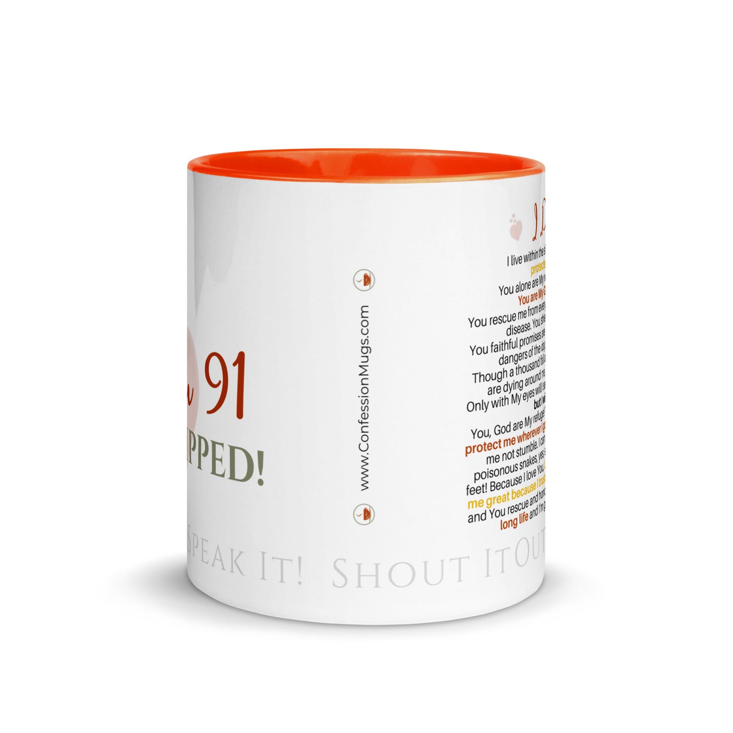 I am Psalm 91 Equipped! ❤️ Confession Mug, 15 oz. with Color Inside