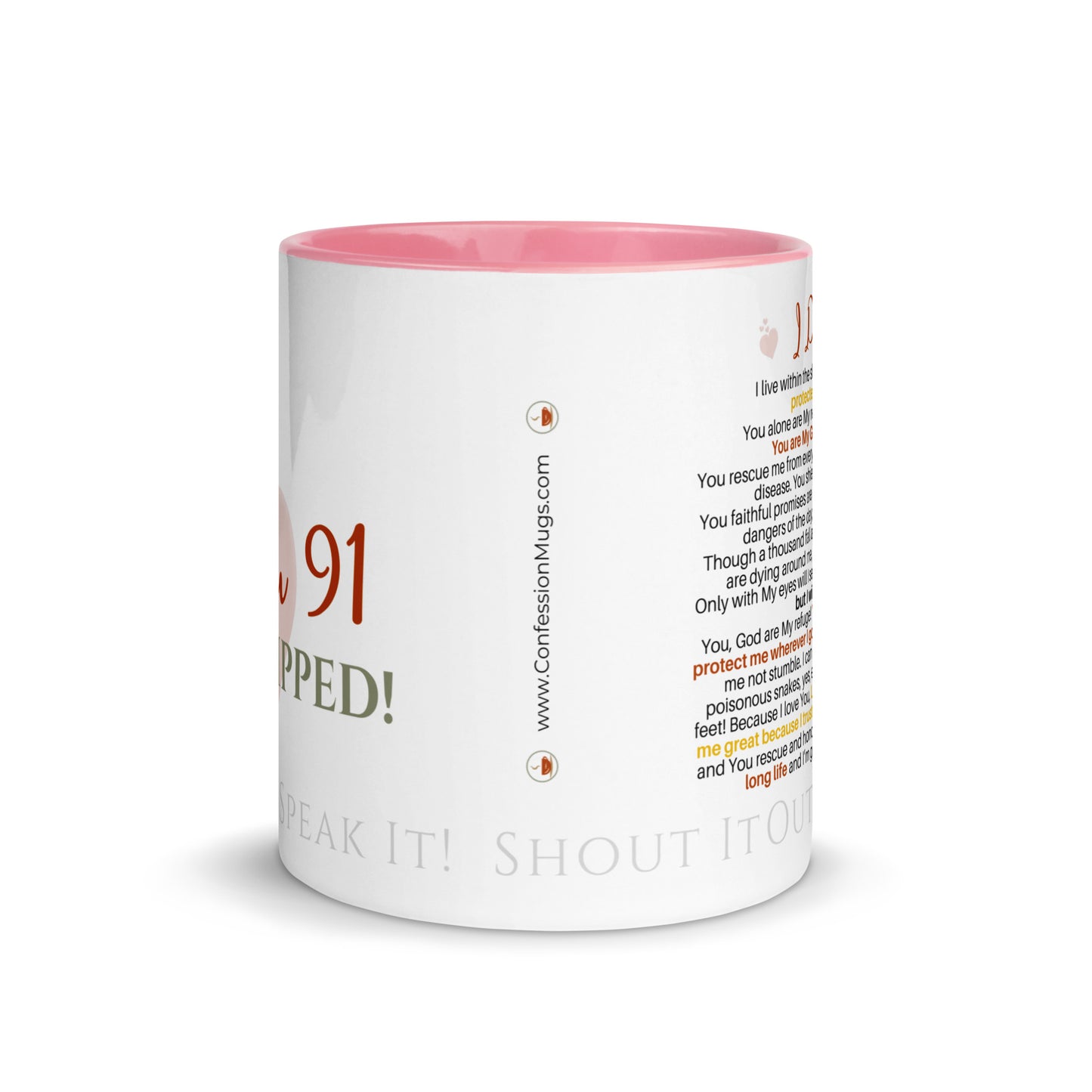 I am Psalm 91 Equipped! ❤️ Confession Mug, 15 oz. with Color Inside